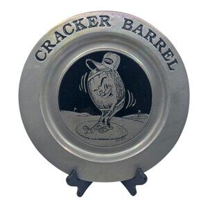 Vintage Cracker‎ Barrel Memorabilia Henkel Golfing Round Pewter Plate 12"